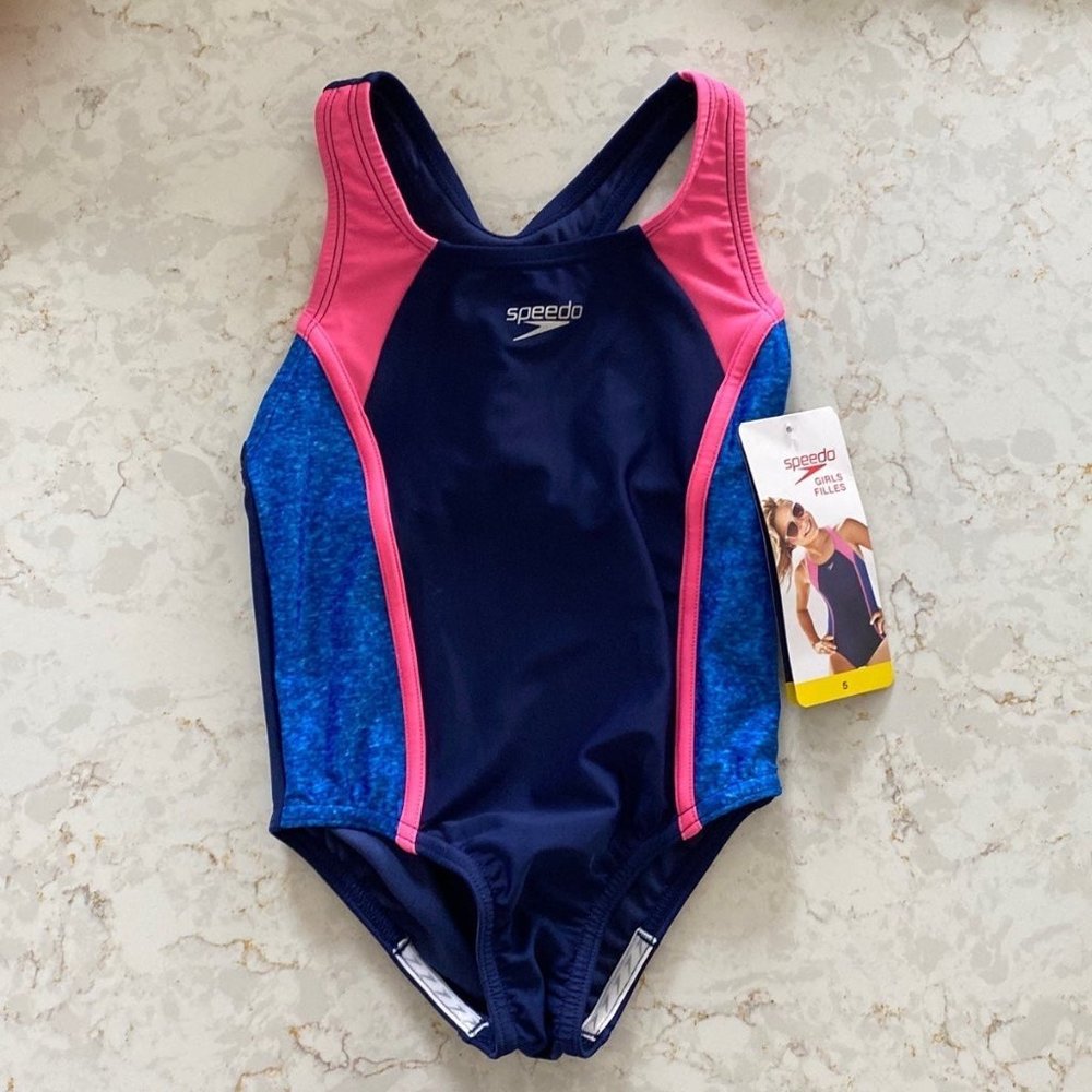 NWT Speedo Kid’s Girls One-Piece Swimsuit, Size 5